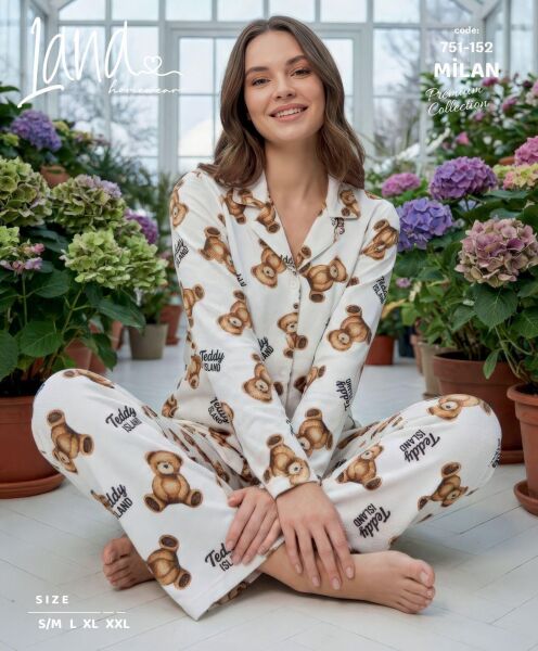 LANA 751-152 BAYAN MİLAN GÖMLEK PİJAMA TAKIM
