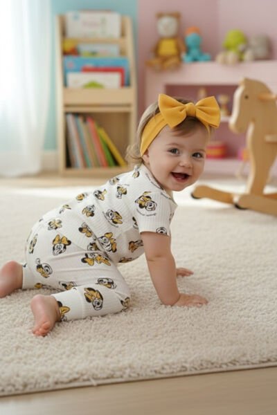 İSOBEL 23217 MİKİ FİTİL BEBE KISA KOL PİJAMA TAKIM