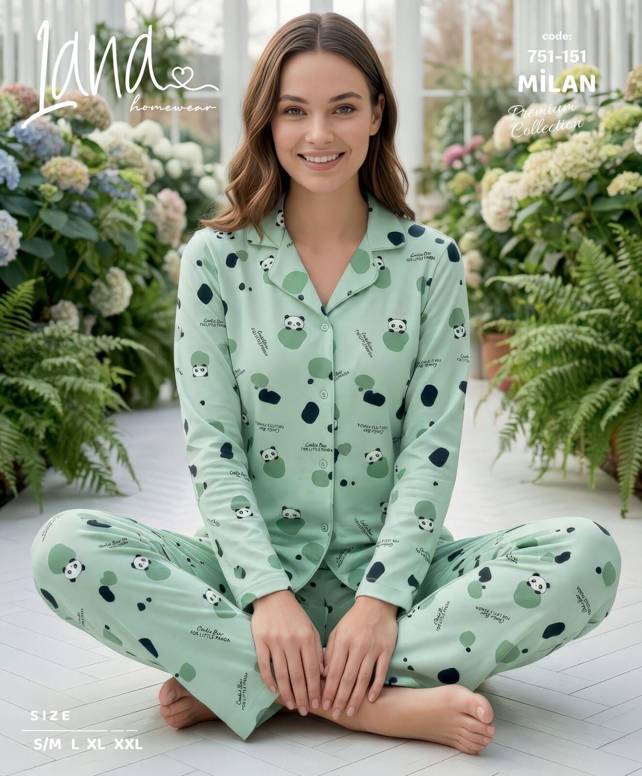 LANA 751-151 BAYAN MİLAN GÖMLEK PİJAMA TAKIM