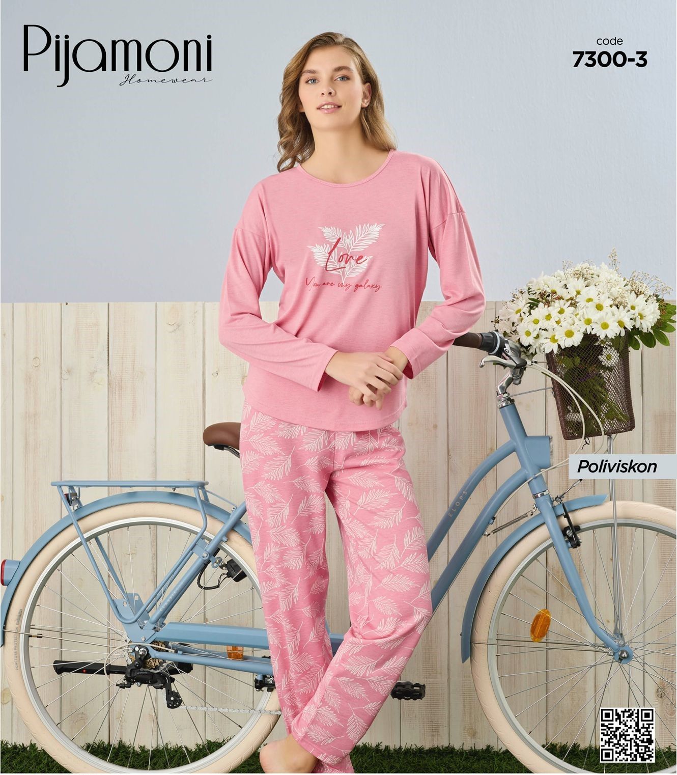 PİJAMONİ 7300-3 POLYVİSKON UZUNKOL PİJAMA TAKIM