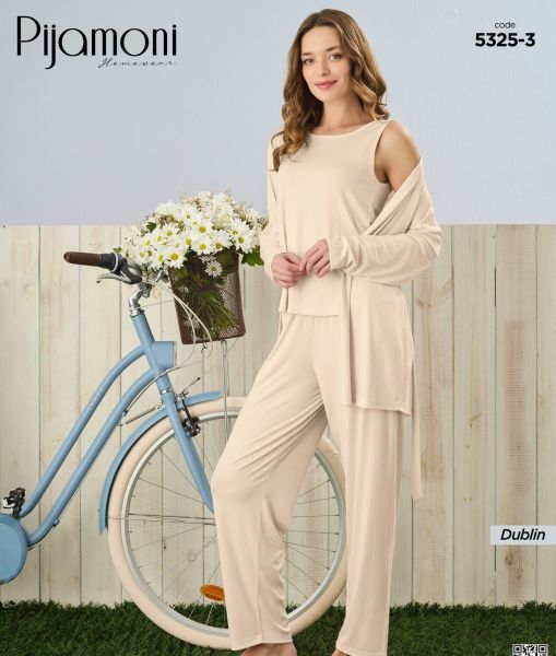 PİJAMONİ 5325-3 DUBLİN RAPORLU SABAHLIKLI ÜÇLÜ TK