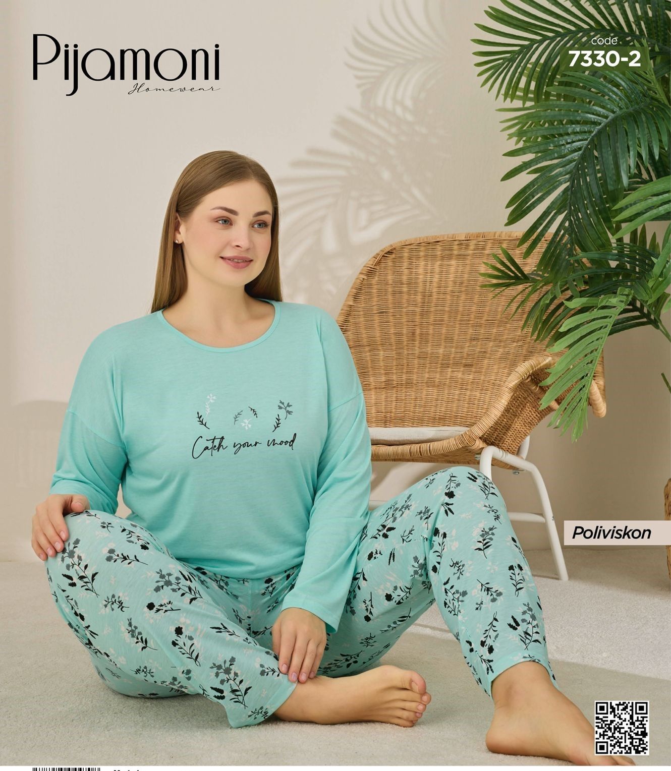 PİJAMONİ 7330-2 POLYVİSKON BATTAL PİJAMA TAKIM