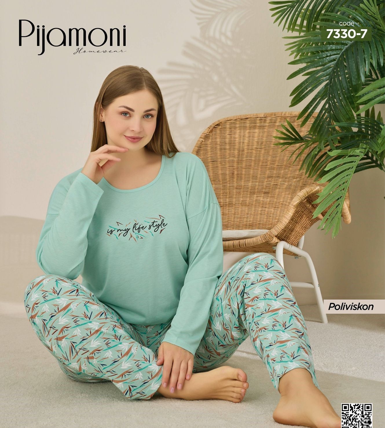 PİJAMONİ 7330-7 POLYVİSKON BATTAL PİJAMA TAKIM
