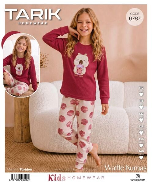 TARIK 6787 KIZ GARSON WAFFLE CAPY PİJAMA TK