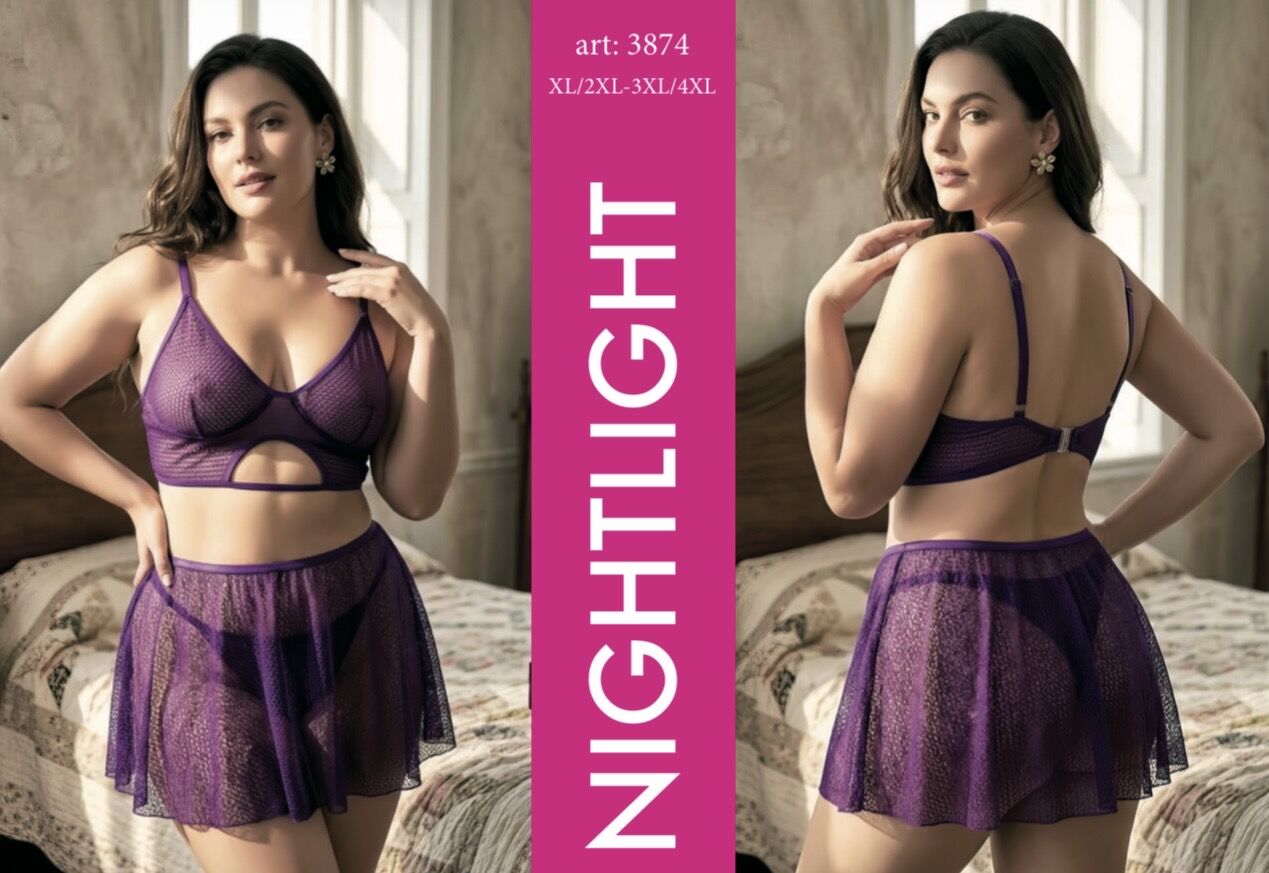 NIGHTLIGHT 3874 FANTAZİ ETEKLİ TAKIM MOR