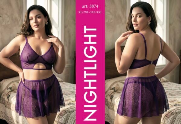 NIGHTLIGHT 3874 FANTAZİ ETEKLİ TAKIM MOR