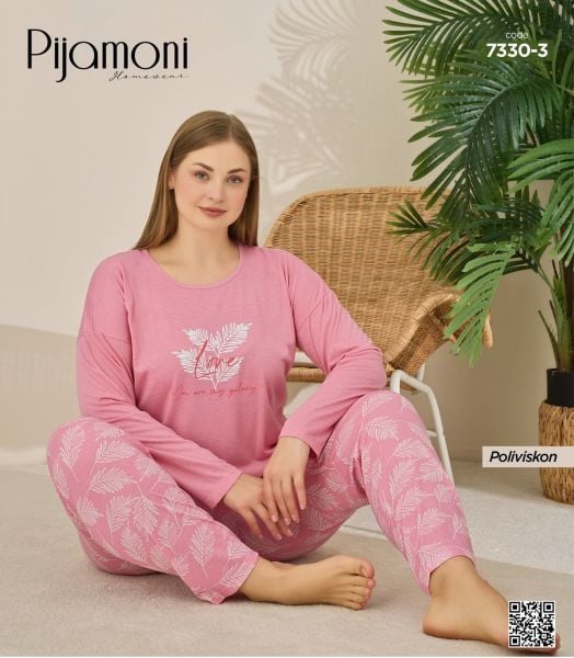 PİJAMONİ 7330-3 POLYVİSKON BATTAL PİJAMA TAKIM