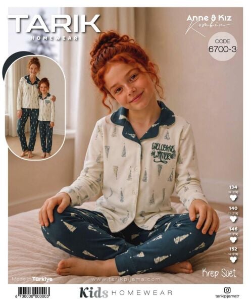 TARIK 6700-3 KIZ GES SÜET Ö.DÜĞMELİ PİJAMA TK