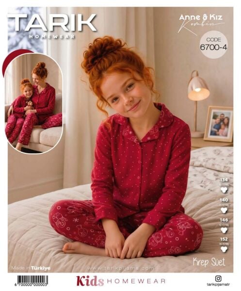 TARIK 6700-4 KIZ GES SÜET Ö.DÜĞMELİ PİJAMA TK