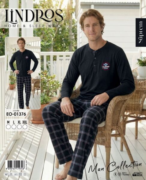 LİNDROS 01376 ERKEK SÜPREM PİJAMA TAKIMI