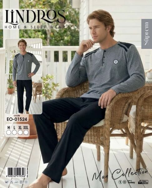 LİNDROS 01524 ERKEK SÜPREM PİJAMA TAKIMI