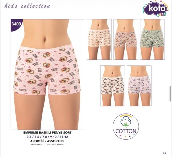 KOTA 3400 KIZ ÇOCUK BASKILI BOXER