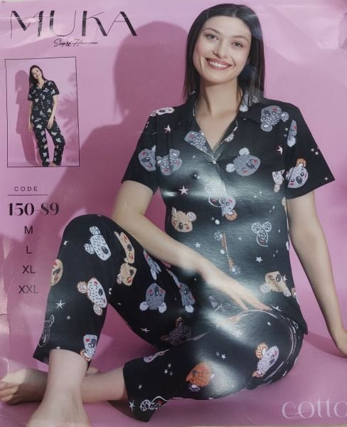 MUKA 150-89 BAYAN KISA KOL GÖMLEK PİJAMA TAKIM