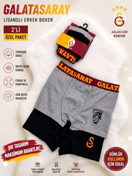 ÇİMPA GS23075 GALATASARAY YETİŞKİN 2 Lİ BOXER
