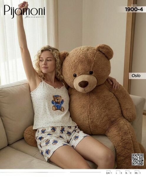 PİJAMONİ 1900-4 BAYAN OSLO İP ASKILI ŞORTLU TAKIM
