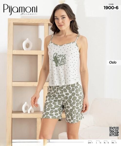 PİJAMONİ 1900-6 BAYAN OSLO İP ASKILI ŞORTLU TAKIM