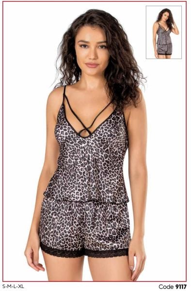 PRİMODA 9117 SATEN BABYDOLL ŞORT TAKIM