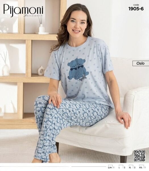 PİJAMONİ 1905-6 BAYAN OSLO KISA KOL PİJAMA TAKIM