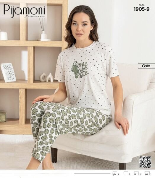 PİJAMONİ 1905-9 BAYAN OSLO KISA KOL PİJAMA TAKIM