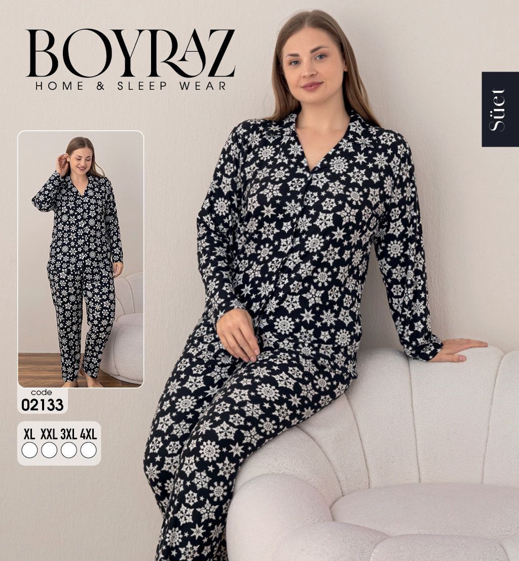 BOYRAZ 02133 SÜET DÜĞMELİ BATTAL PİJAMA TAKIM