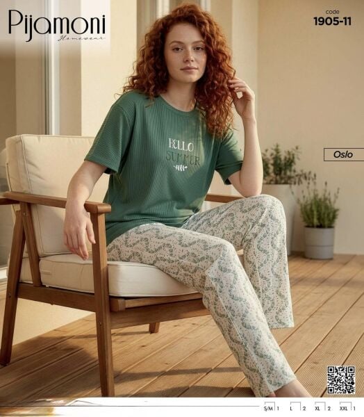PİJAMONİ 1905-11 BAYAN OSLO KISA KOL PİJAMA TAKIM
