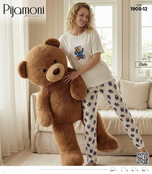 PİJAMONİ 1905-12 BAYAN OSLO KISA KOL PİJAMA TAKIM