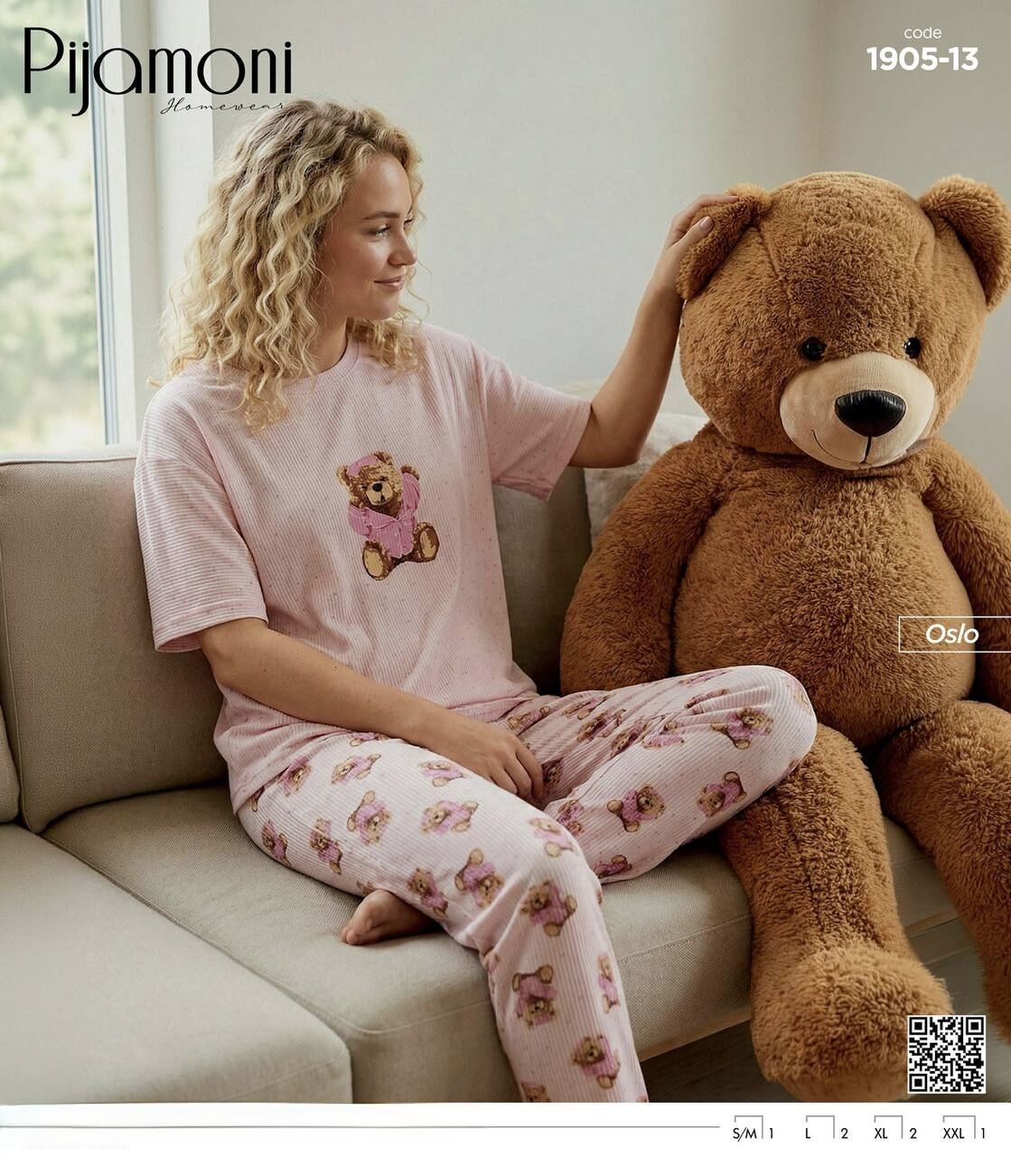 PİJAMONİ 1905-13 BAYAN OSLO KISA KOL PİJAMA TAKIM