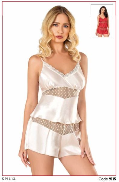 PRİMODA 9115 SATEN BABYDOLL ŞORT TAKIM