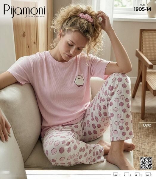 PİJAMONİ 1905-14 BAYAN OSLO KISA KOL PİJAMA TAKIM