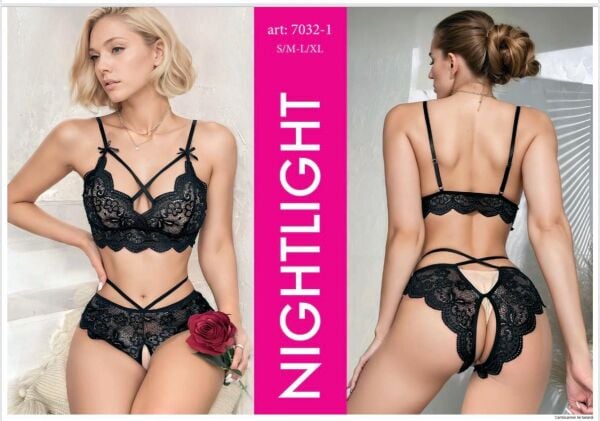 NIGHTLIGHT 7032-1 FANTAZİ SÜTYEN TAKIM SİYAH