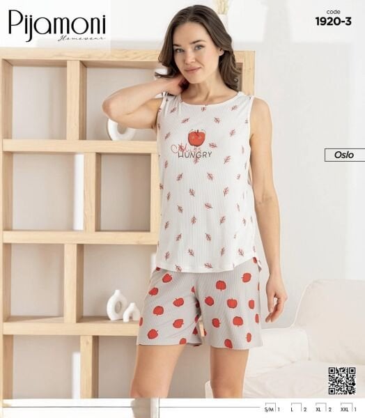 PİJAMONİ 1920-3 BAYAN OSLO SIFIRKOL ŞORTLU TAKIM