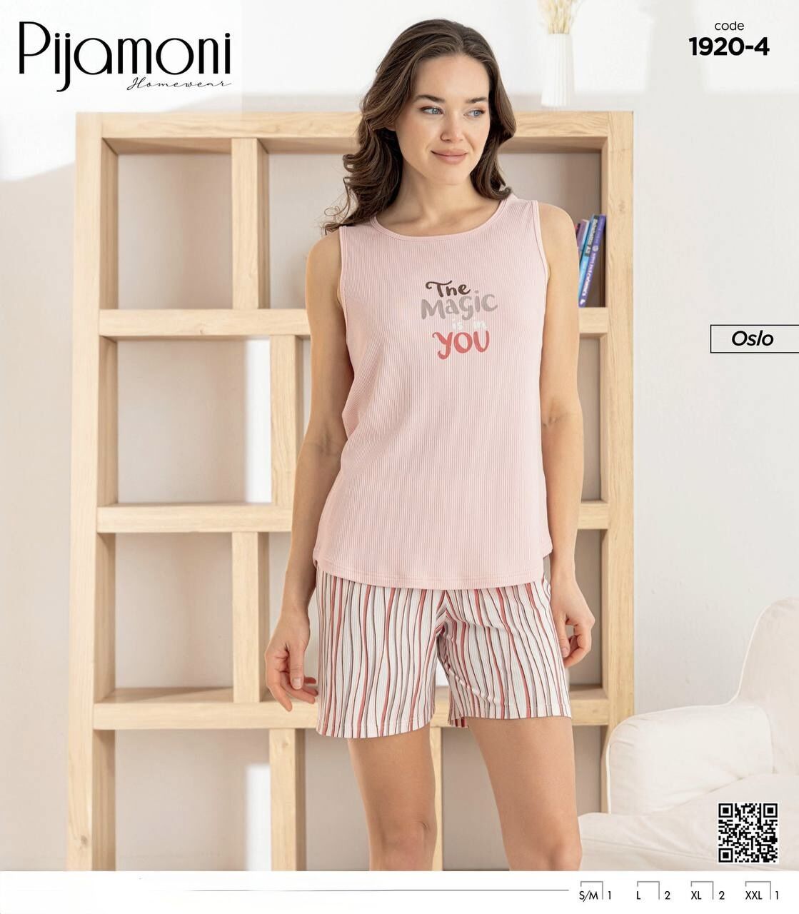 PİJAMONİ 1920-4 BAYAN OSLO SIFIRKOL ŞORTLU TAKIM