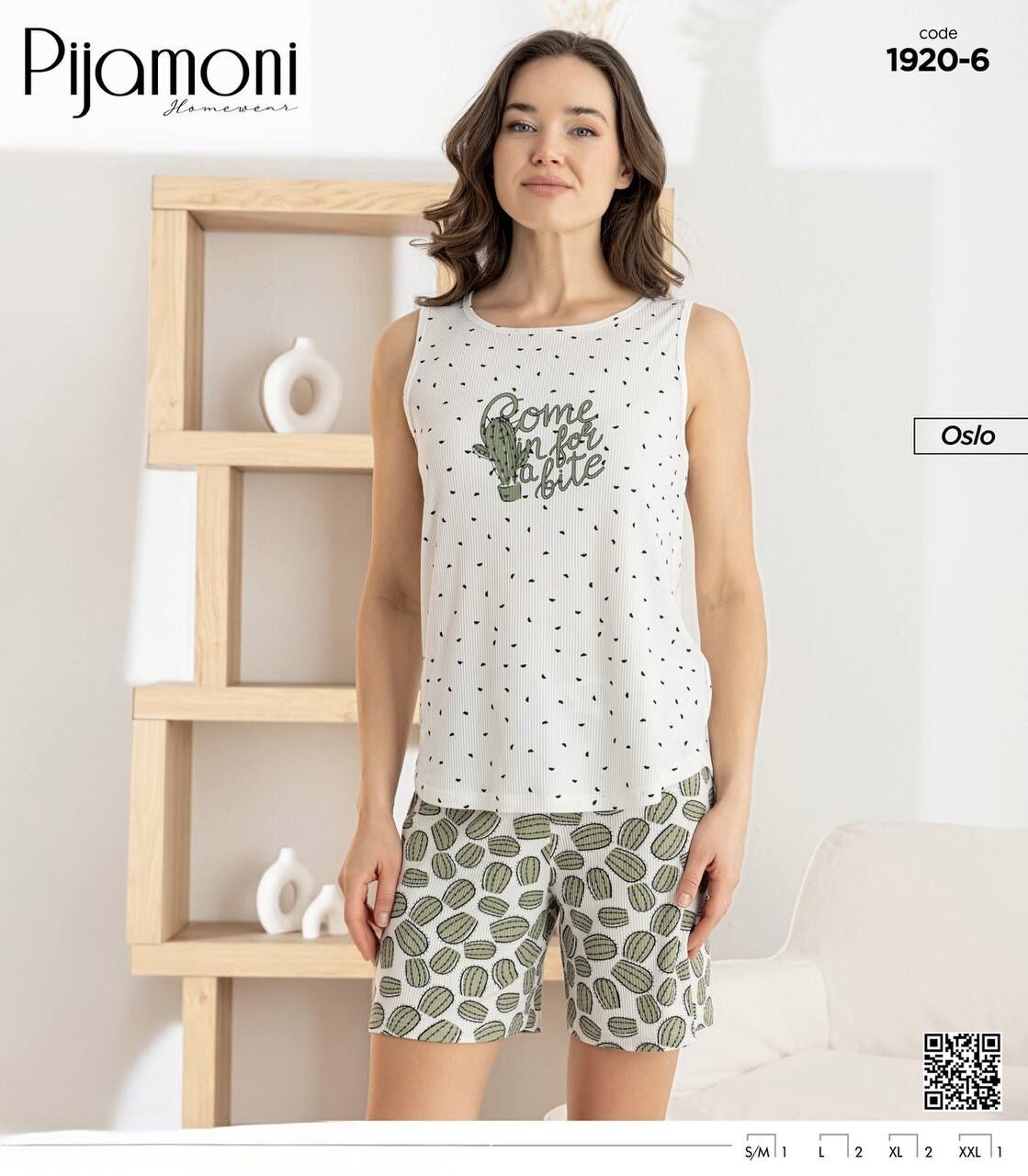 PİJAMONİ 1920-6 BAYAN OSLO SIFIRKOL ŞORTLU TAKIM