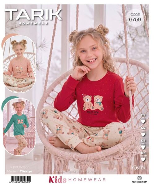 TARIK 6759 KIZ GARSON İNTERLOK PİJAMA TAKIM