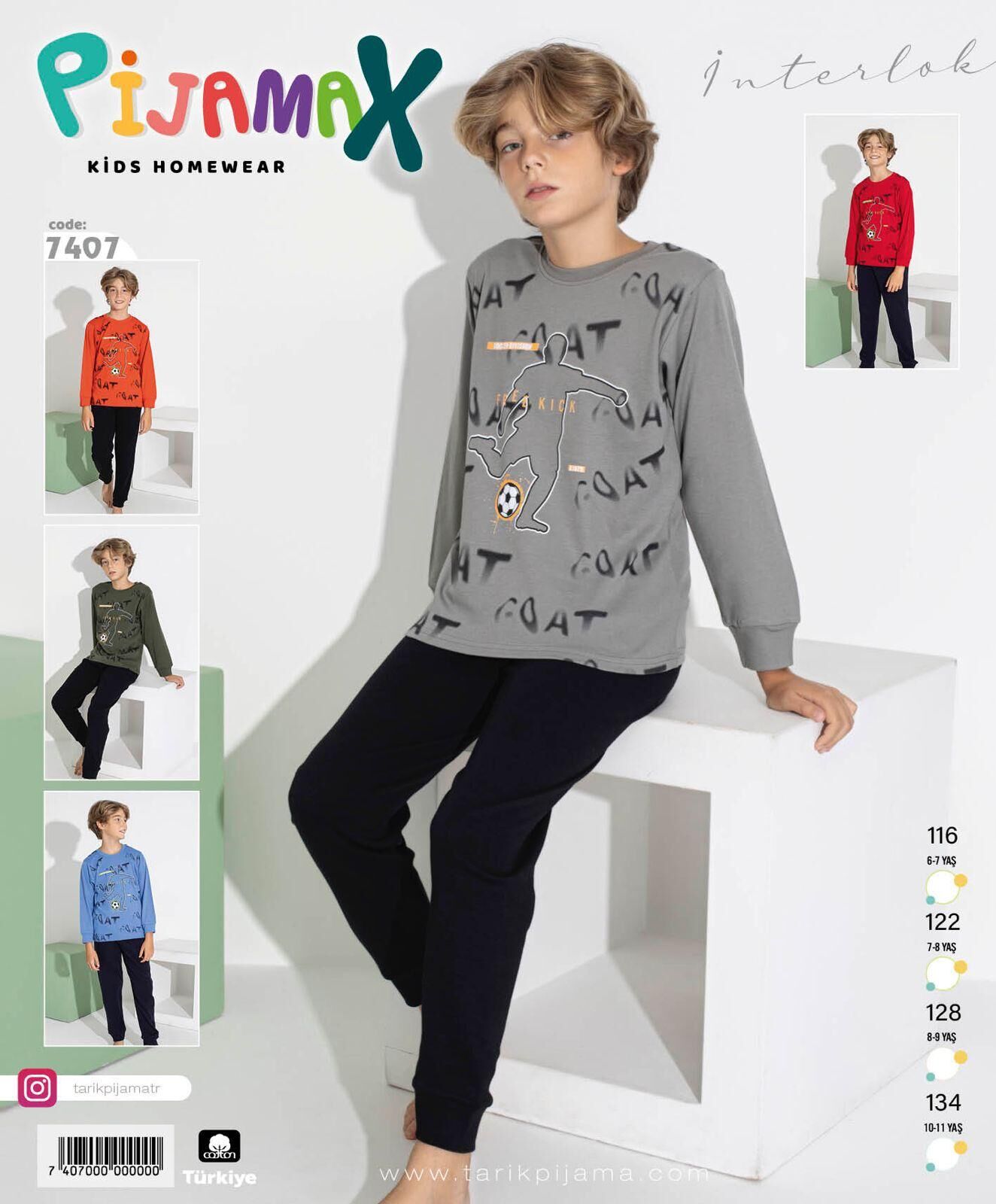 PİJAMAX 7407 ERKEK GARSON 6-11 İNTERLOK PİJAMA TKM