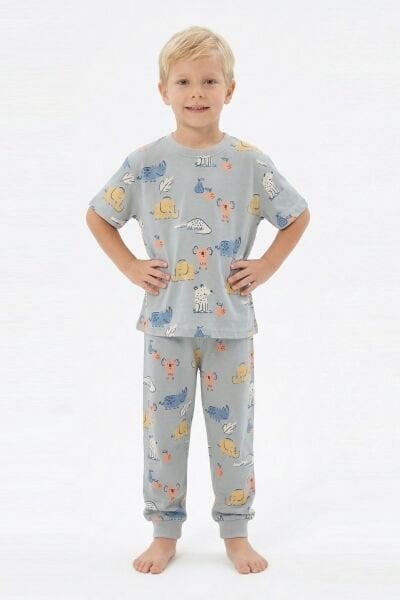 İSOBEL 91001-01 FİLLİ KISA KOL PİJAMA TK 4-8 YŞ