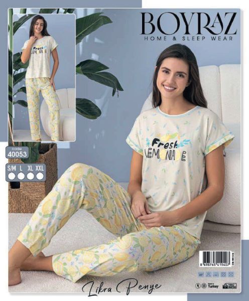 BOYRAZ 40053 DİJİTAL KISA KOL PİJAMA TAKIM