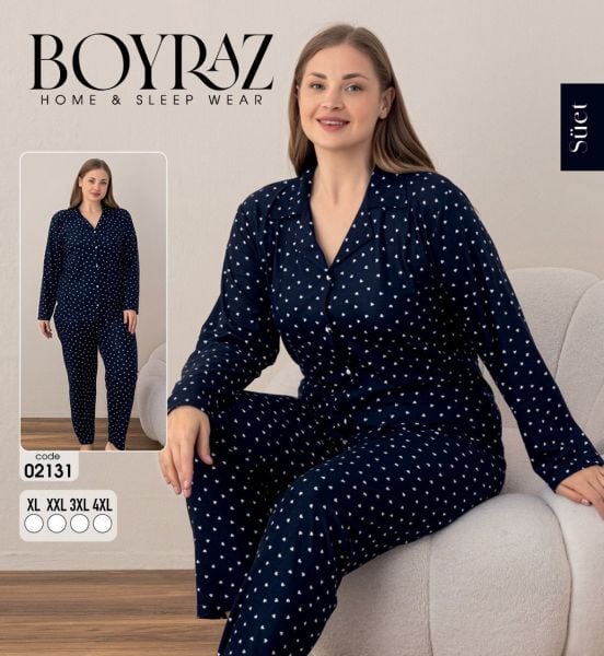BOYRAZ 02131 SÜET DÜĞMELİ BATTAL PİJAMA TAKIM