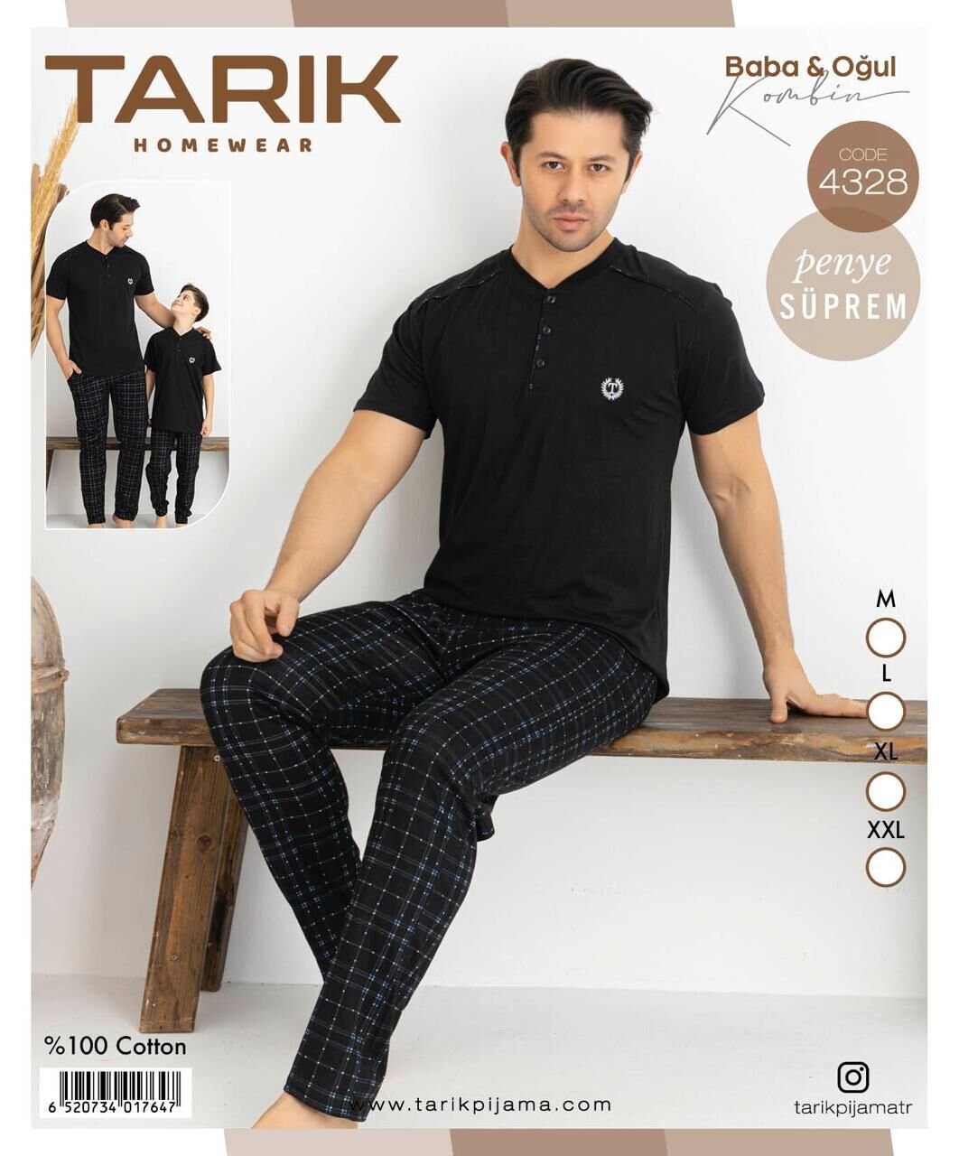 TARIK 4328 ERKEK PENYE KISA KOL PİJAMA TAKIMI