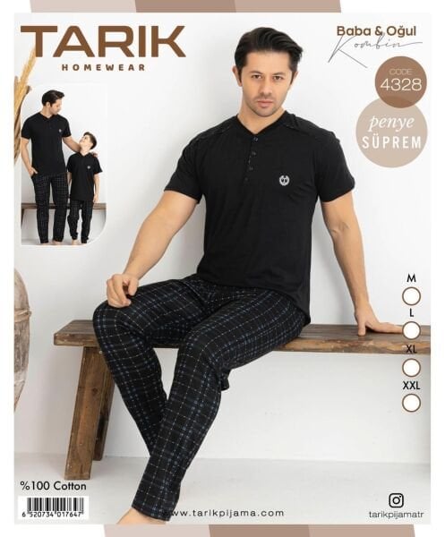 TARIK 4328 ERKEK PENYE KISA KOL PİJAMA TAKIMI