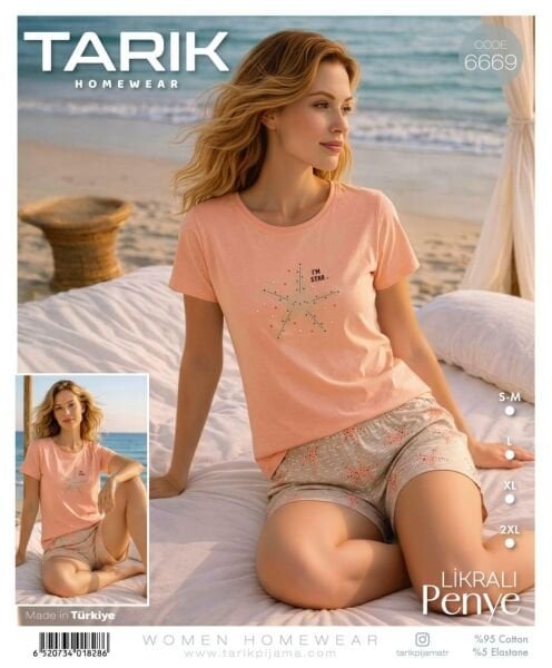 TARIK 6669 BAYAN KISA KOL ŞORTLU PİJAMA TAKIMI