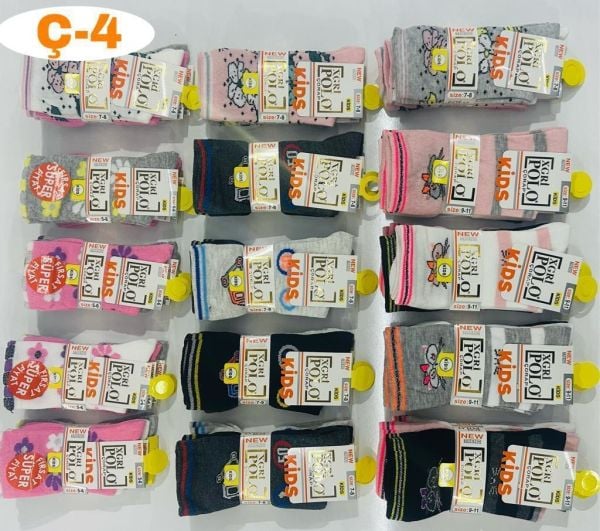 XGRİ Ç-4 KIZ ÇOCUK 3 LÜ ÇORAP