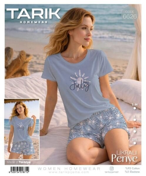 TARIK 6626 BAYAN KISA KOL ŞORTLU PİJAMA TAKIMI