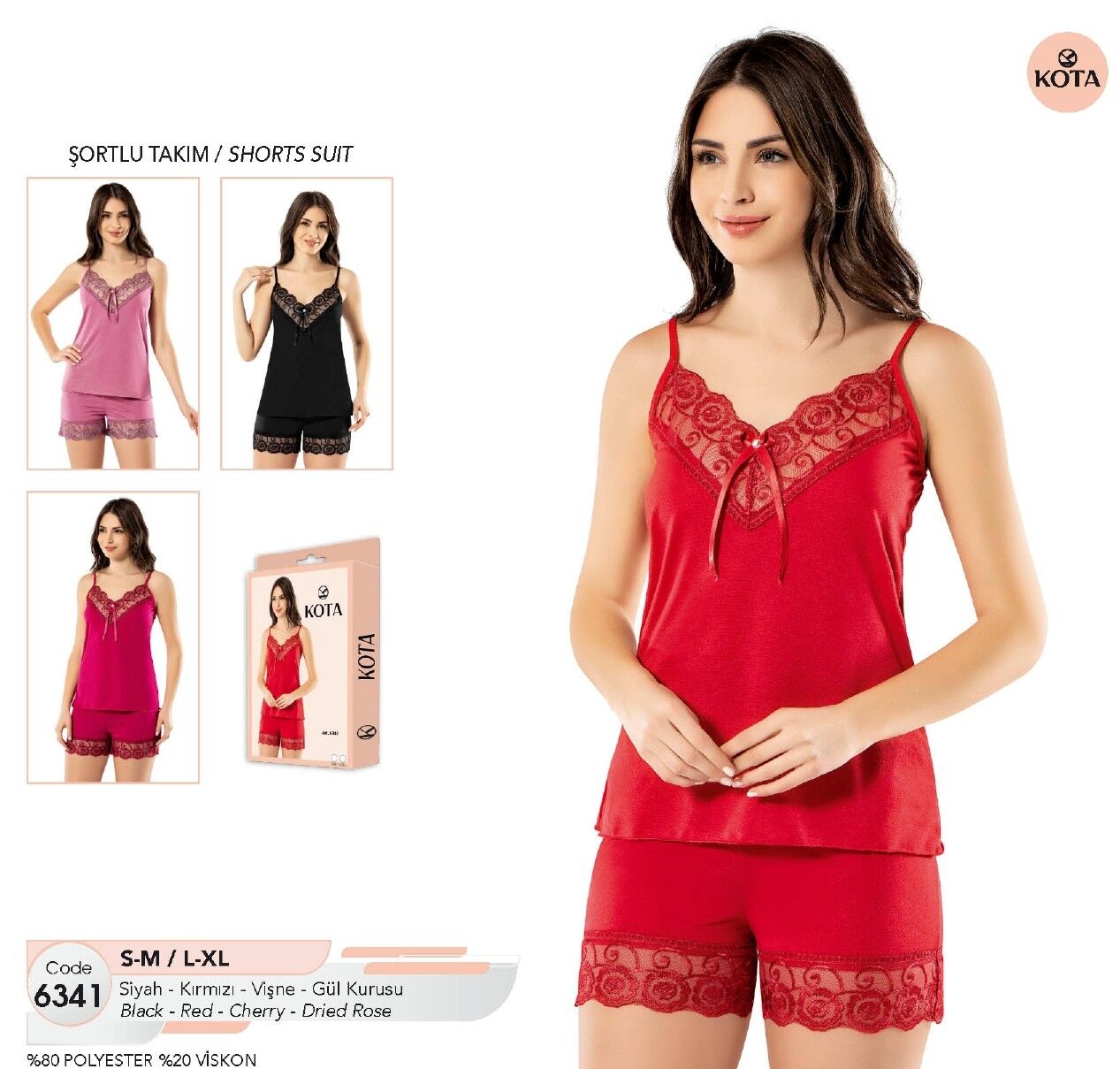 KOTA 6341 DANTELLİ ŞORTLU TAKIM