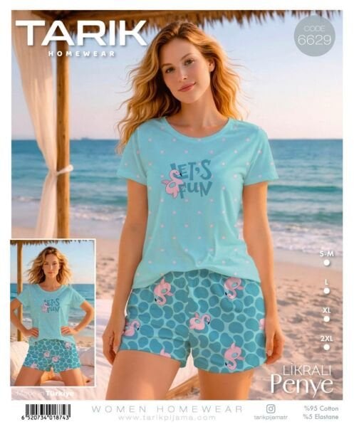 TARIK 6629 BAYAN KISA KOL ŞORTLU PİJAMA TAKIMI