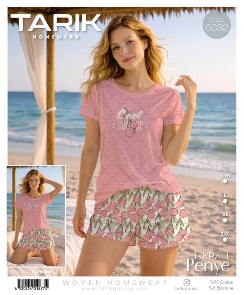 TARIK 6632 BAYAN KISA KOL ŞORTLU PİJAMA TAKIMI