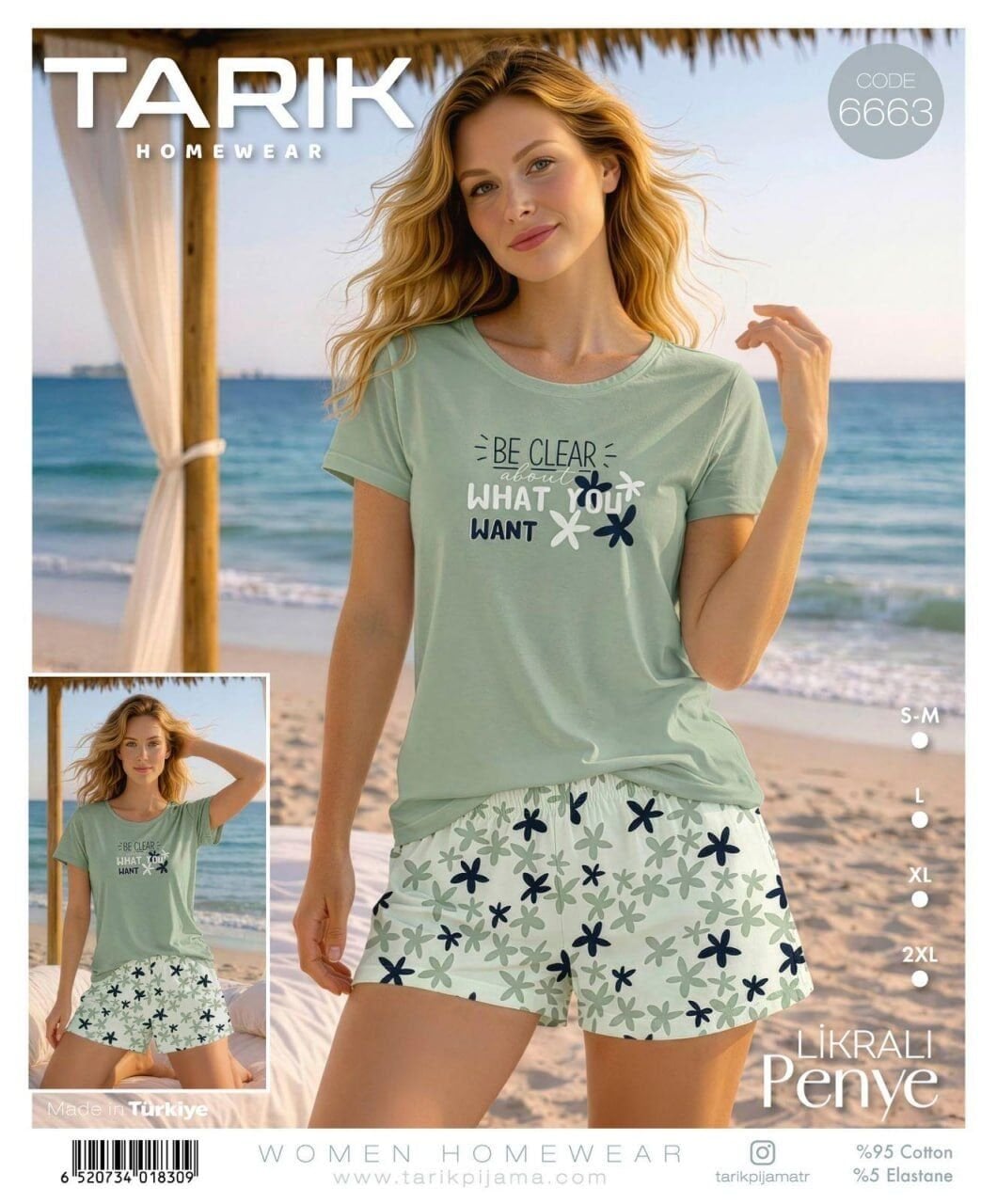 TARIK 6663 BAYAN KISA KOL ŞORTLU PİJAMA TAKIMI