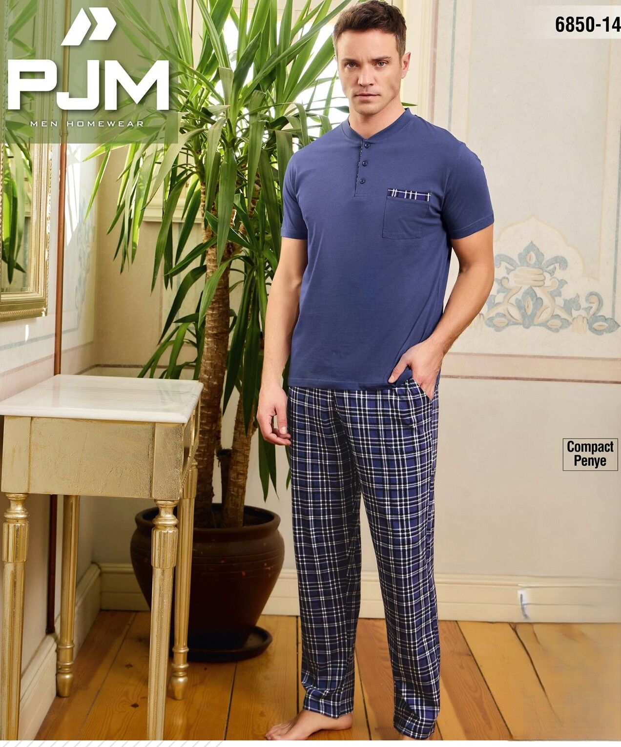 PJM 6850-14 ERKEK PENYE KISA KOL PİJAMA TAKIM