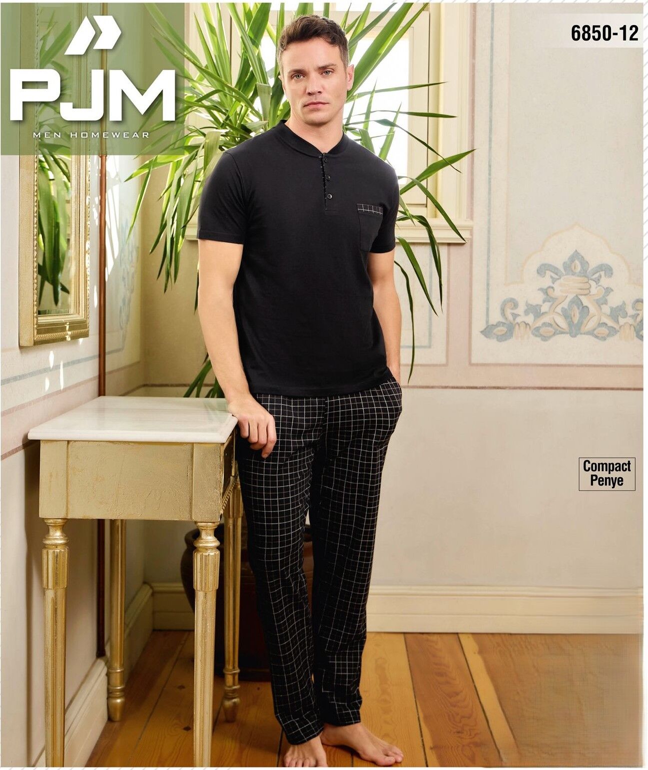 PJM 6850-12 ERKEK PENYE KISA KOL PİJAMA TAKIM