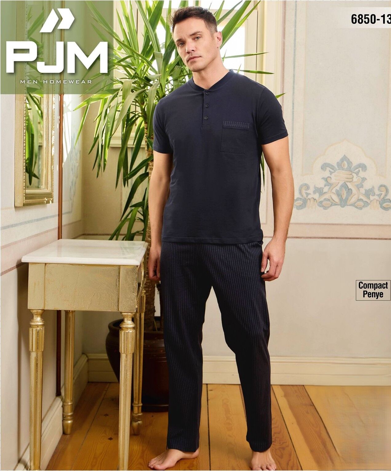PJM 6850-13 ERKEK PENYE KISA KOL PİJAMA TAKIM